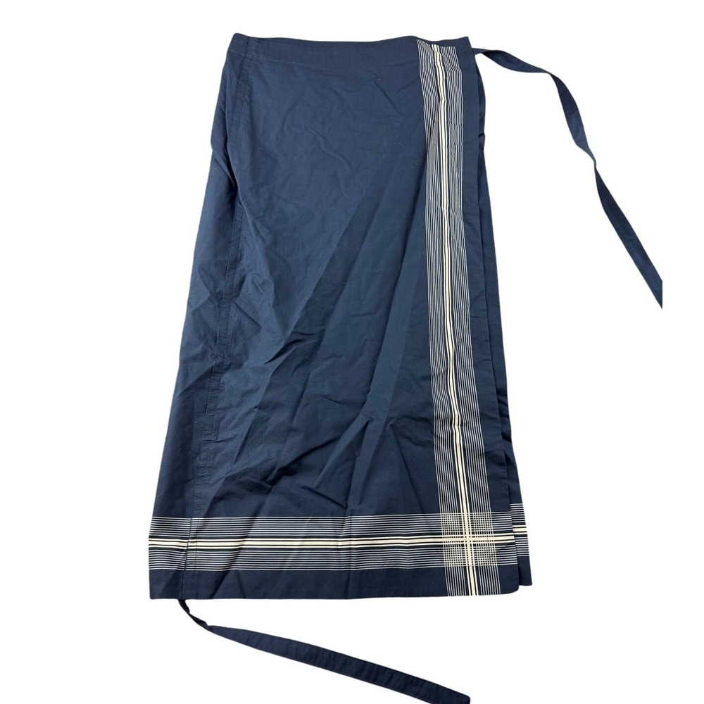 Vince Skirt Women 0 Blue Handkerchief-Stripe Straight Wrap Cotton Clean Girl